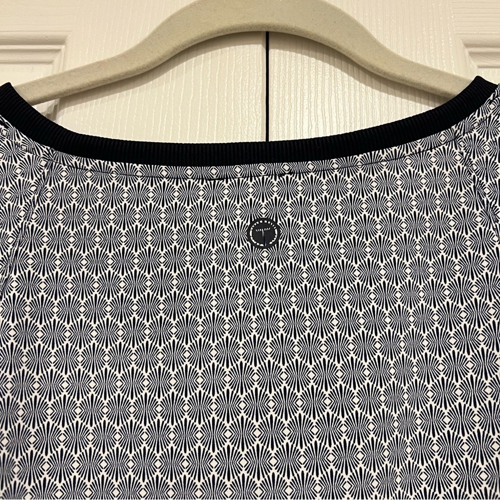 T by Talbots Zip Pocket Adjustable Waist Geometric Midi Dress Womens Size Large - Picture 7 of 9